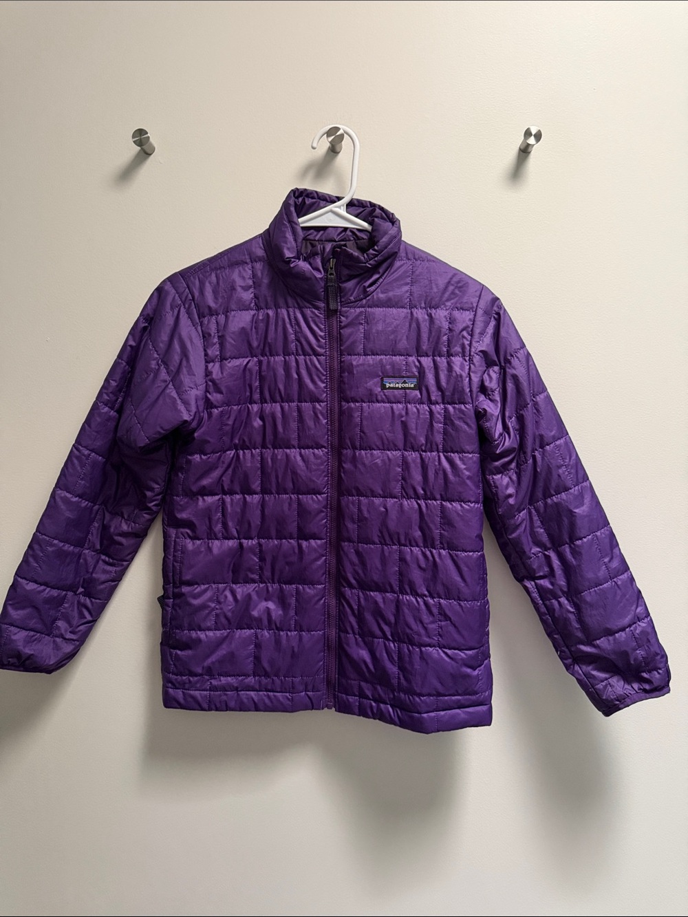 Patagonia Kids Medium Nano Puff Brick Quilt Jacket Coat Purple, size 10